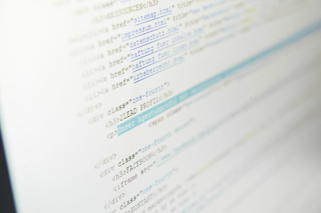 Quellcode einer WordPress-Website auf einem Bildschirm